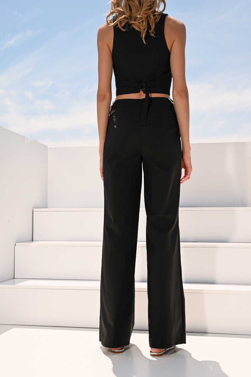 Crystal-embellished Cutout Pants