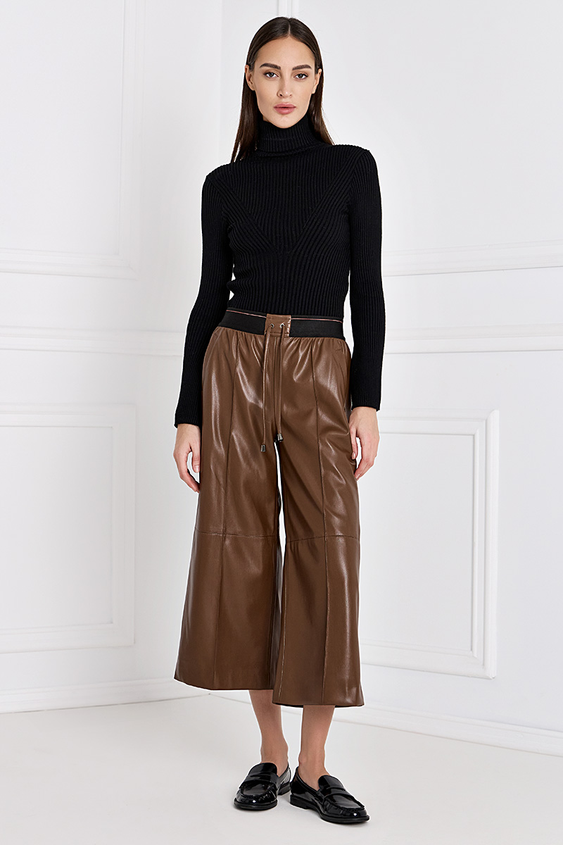 ASOS DESIGN faux leather oversized wide leg trousers in black | ASOS