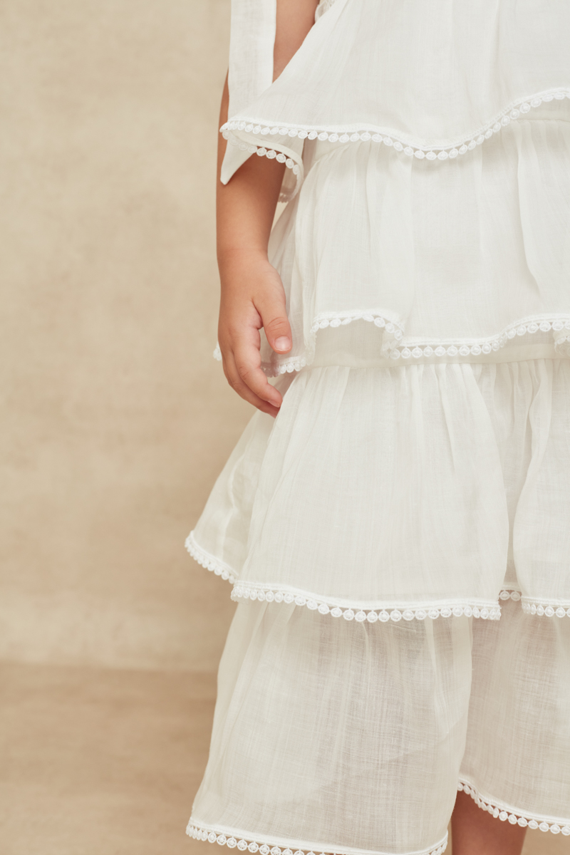 DRESS WITH RUFFLES AND EMBROIDERY