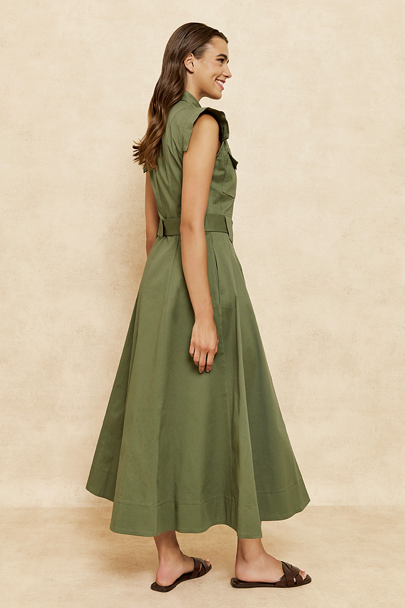 MIDI DRESS WITH BUTTONS AND COLLAR