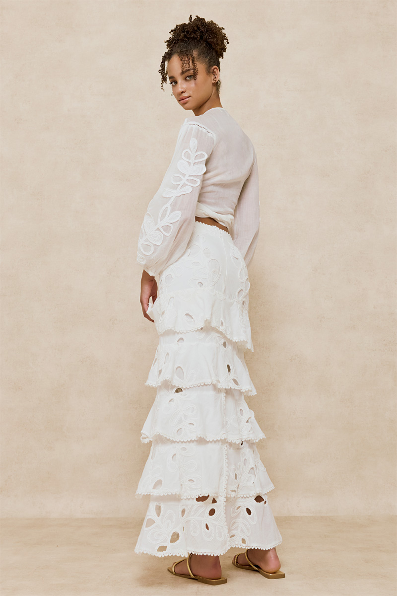 BRODERIE SKIRT WITH RUFFLES