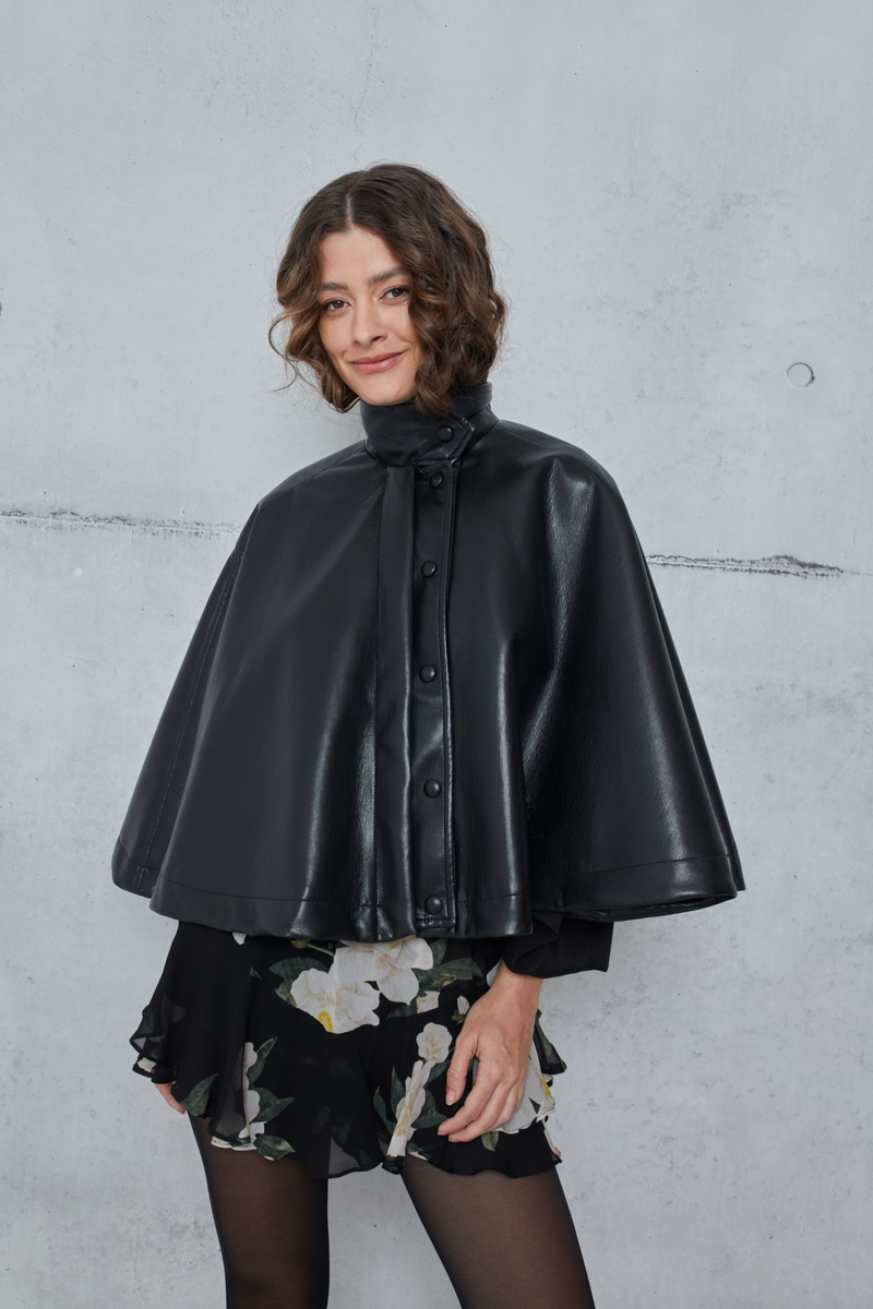 CAPE WITH A LEATHER TEXTURE