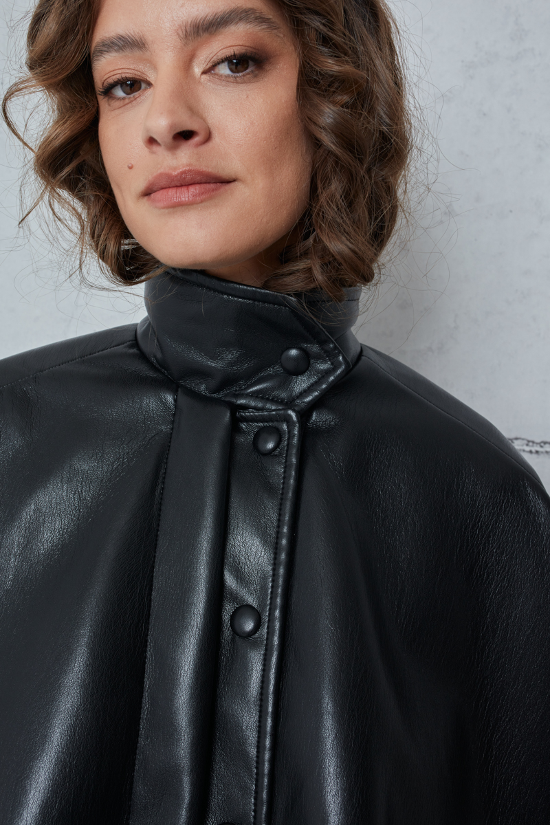 CAPE WITH A LEATHER TEXTURE