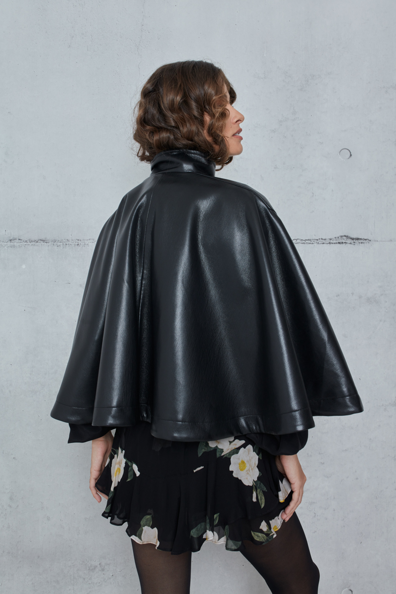 CAPE WITH A LEATHER TEXTURE