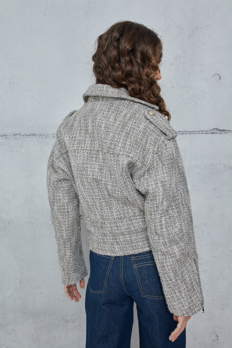 TWEED JACKET WITH SHOULDER EPAULETTES