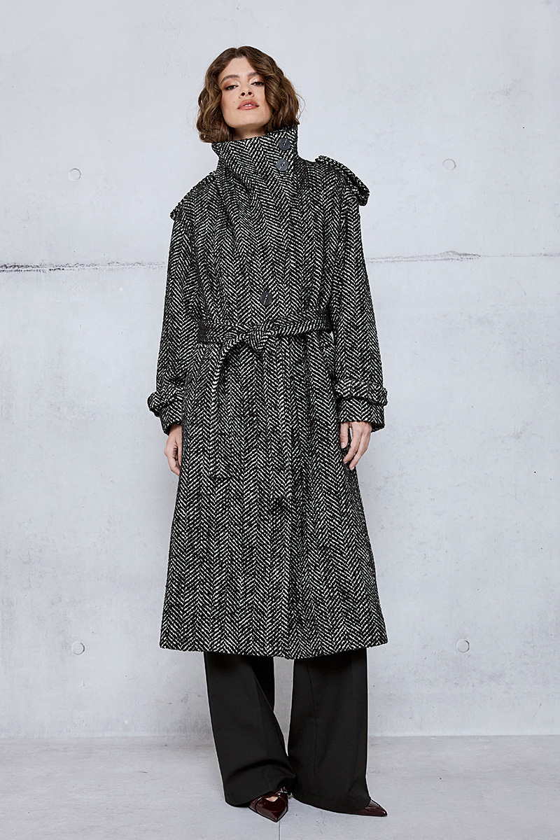 HERRINGBONE WOOL COAT