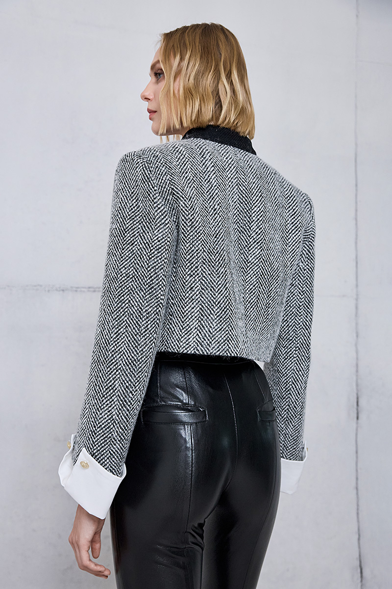 HERRINGBONE CROPPED BLAZER