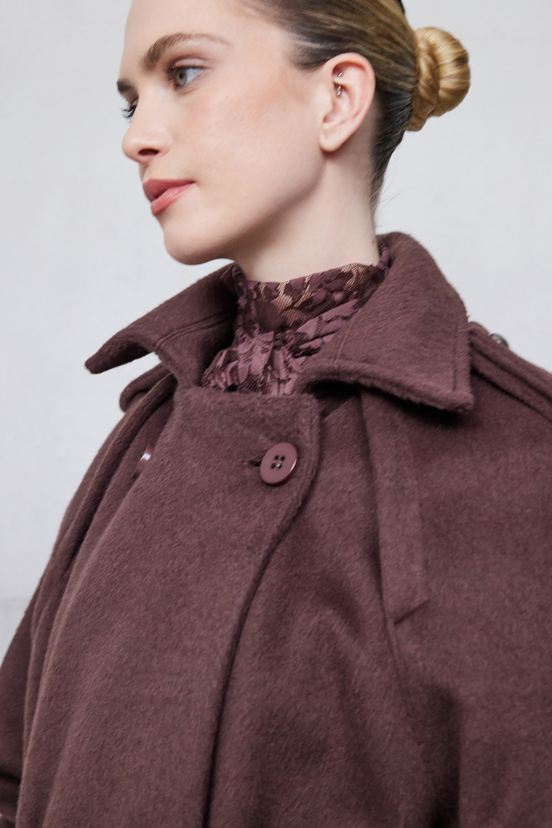 WOOL DOUBLE-BREASTED COAT WITH BELT