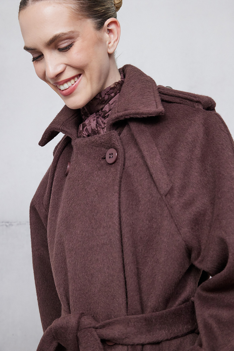 WOOL DOUBLE-BREASTED COAT WITH BELT