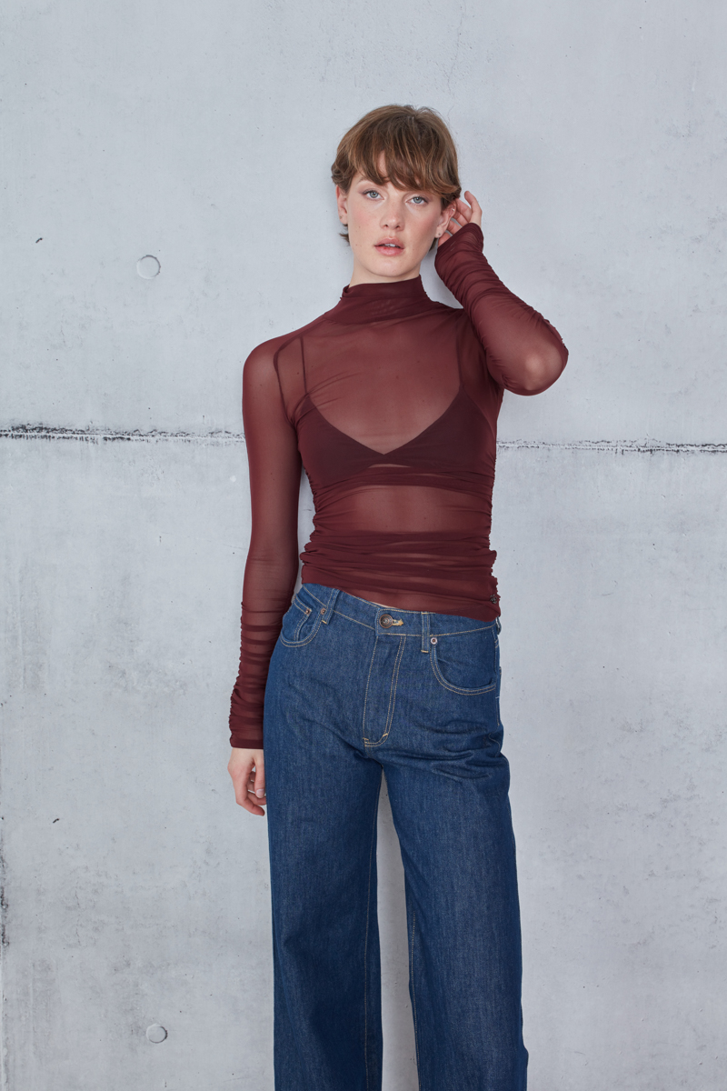 SHEER TURTLENECK TOP