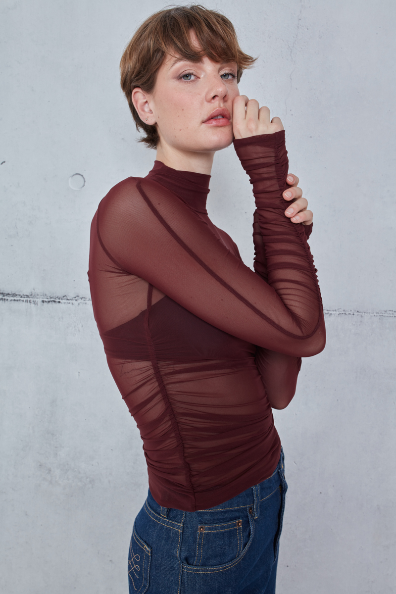 SHEER TURTLENECK TOP