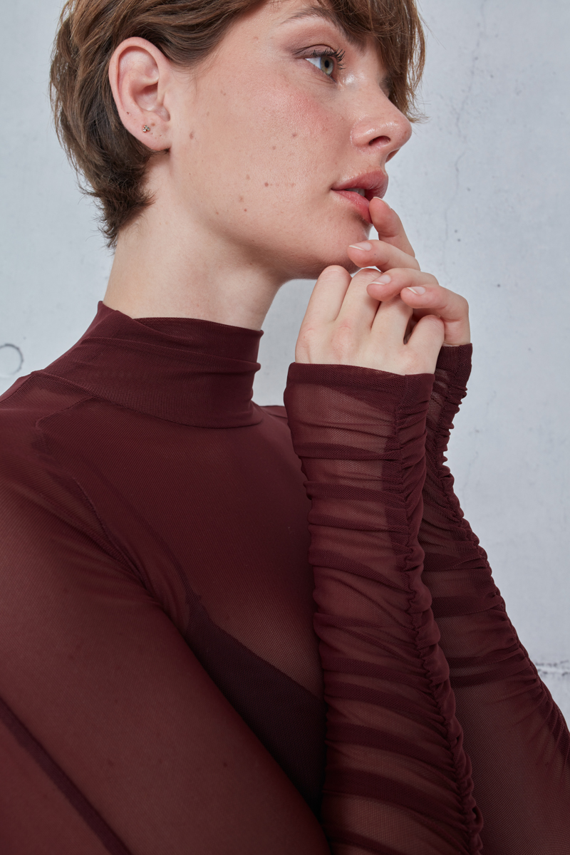 SHEER TURTLENECK TOP