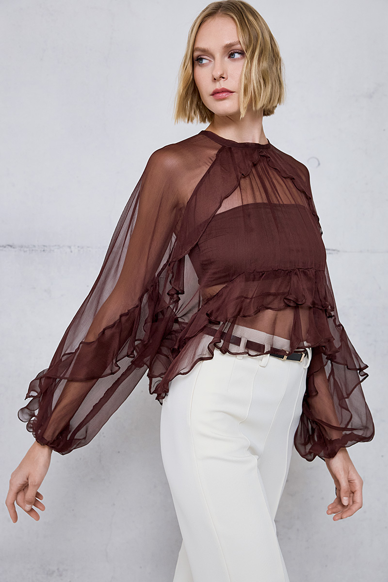 SILK BLOUSE WITH RUFFLES