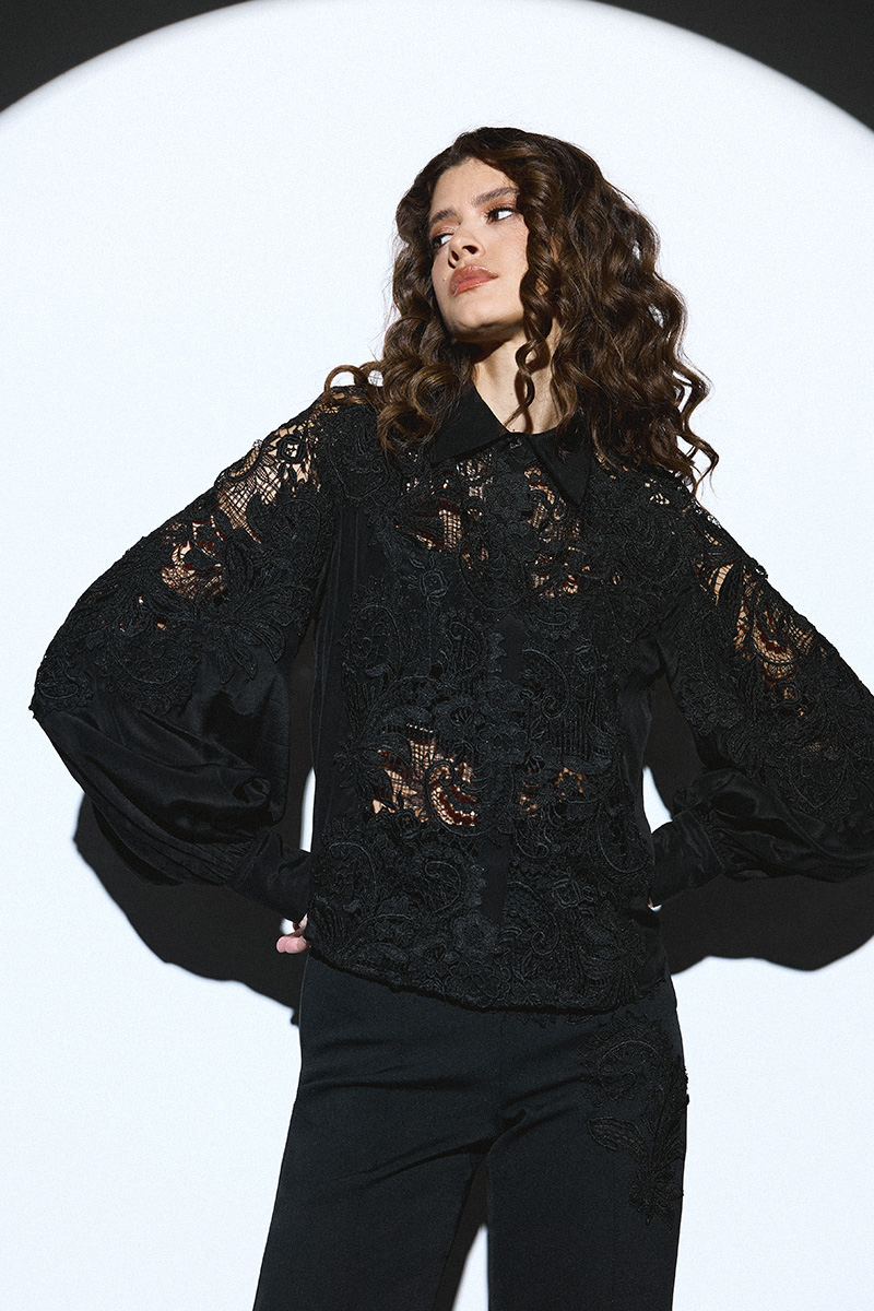 SILK SHIRT WITH LACE