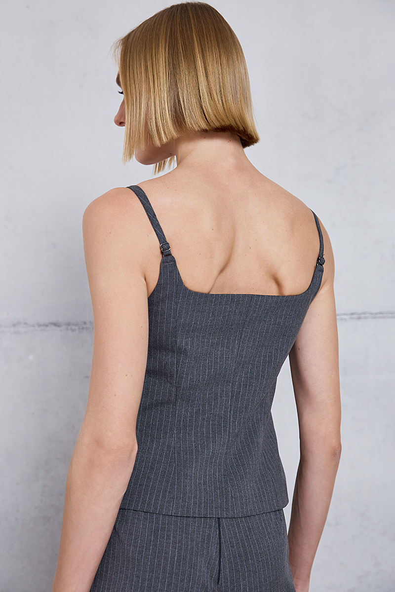 STRIPED VEST WITH SQUARE NECK