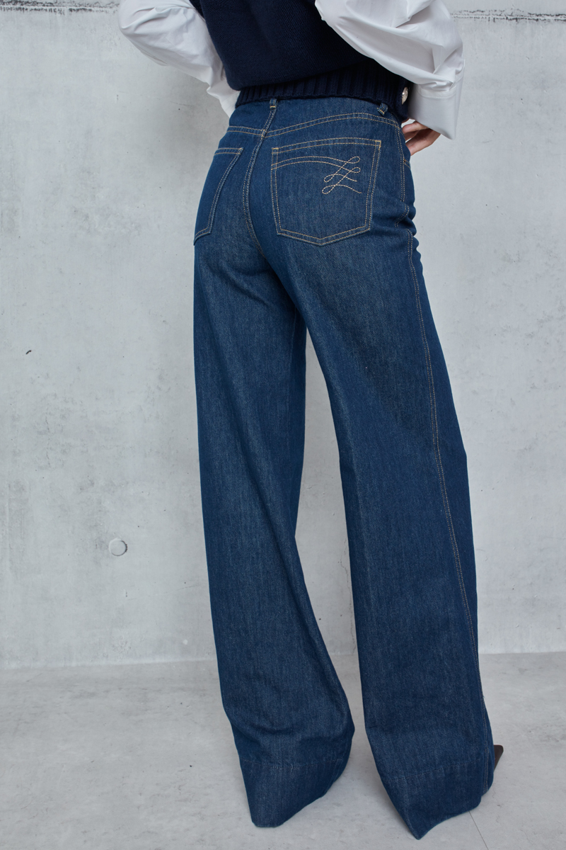 FLARED DENIM TROUSERS