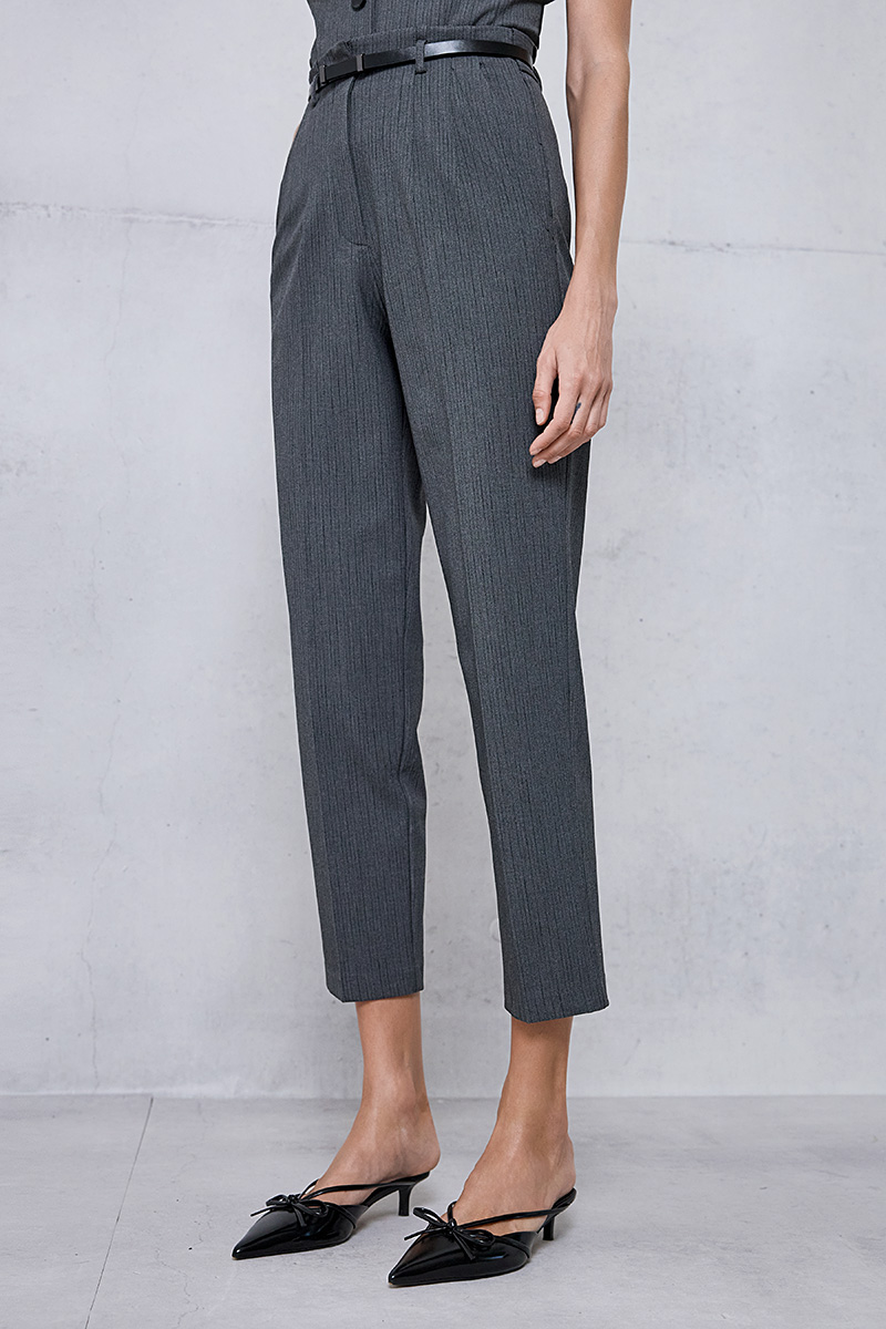 STRIPED STRAIGHT-LEG TROUSERS WITH A BELT