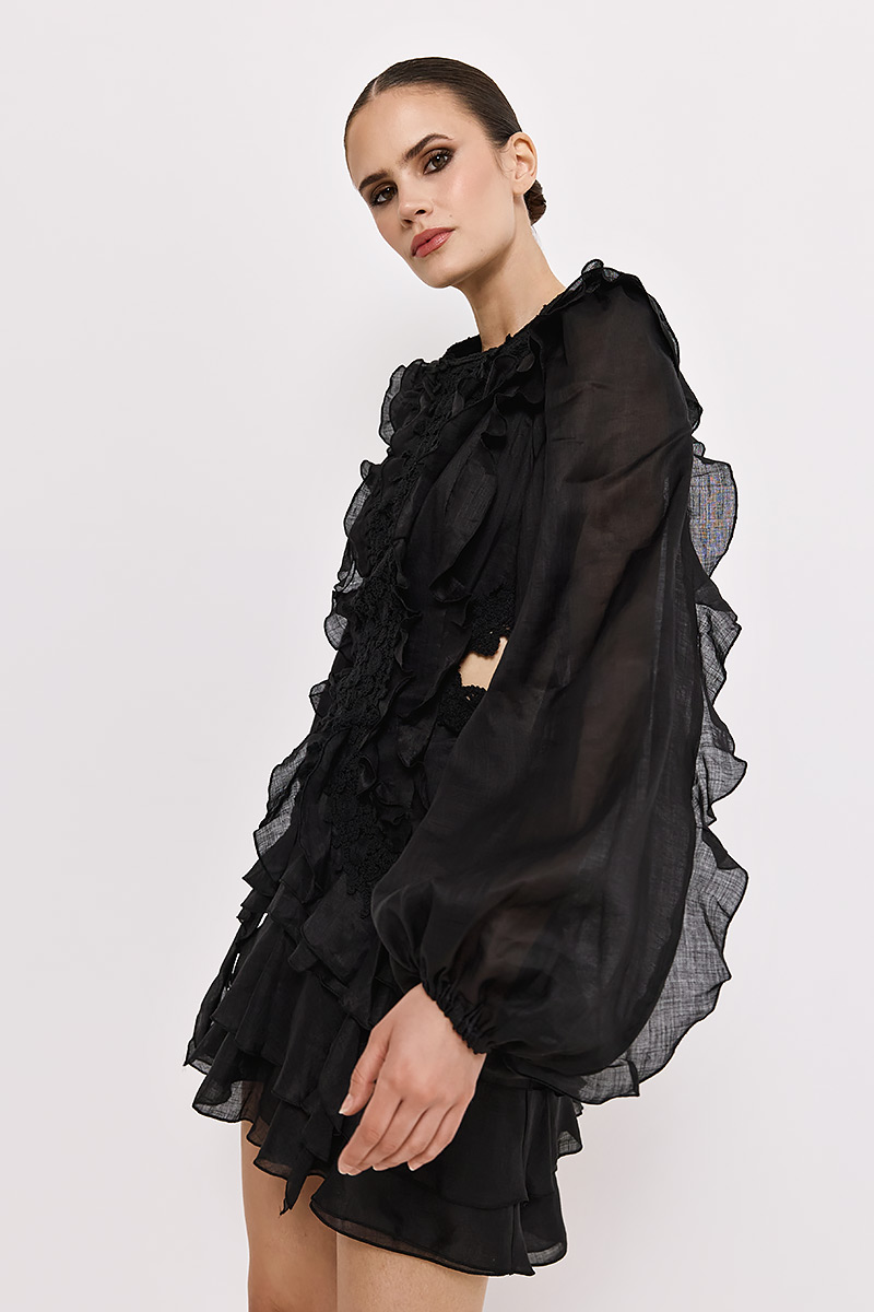 MINI DRESS WITH EMBROIDERY AND OPENINGS