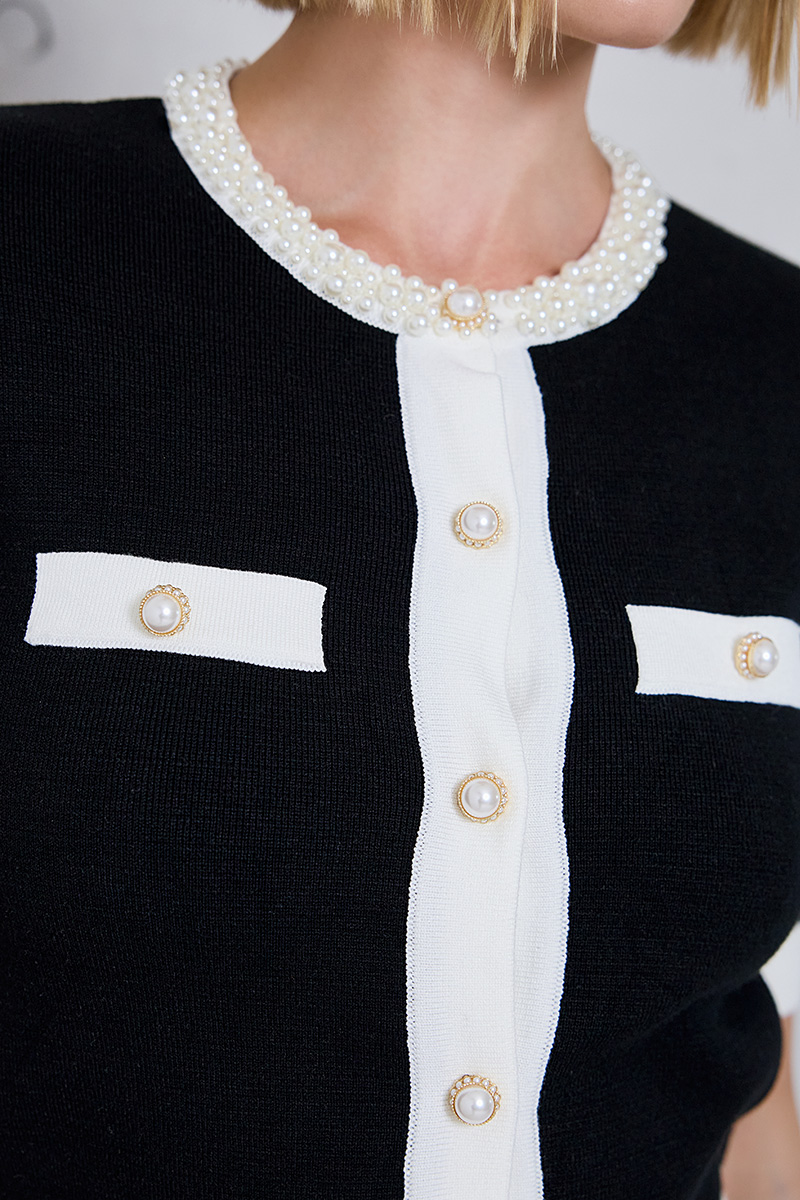 CARDIGAN WITH EMBROIDERED PEARLS