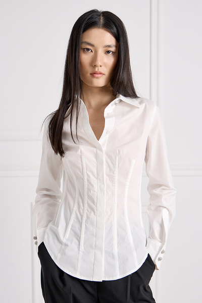 Poplin Corset Shirt - WHITE