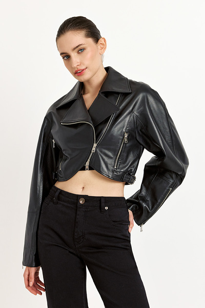 OVER SIZED BIKER  LEATHER JACKET