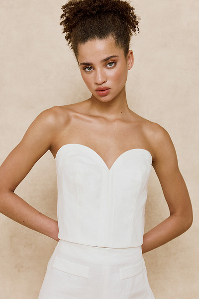 LINEN BUSTIER WITH DETACHABLE STRAPS