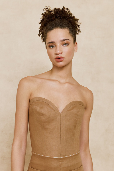 LINEN BUSTIER WITH DETACHABLE STRAPS