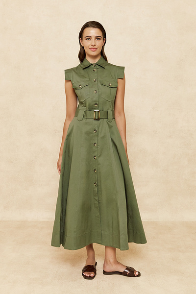 MIDI DRESS WITH BUTTONS AND COLLAR