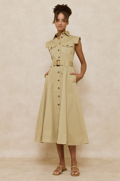 MIDI DRESS WITH BUTTONS AND COLLAR