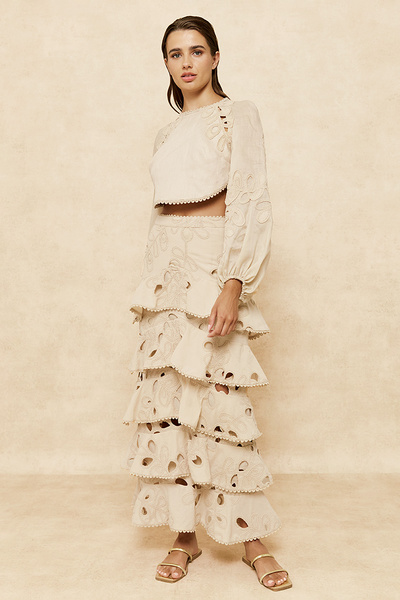 BRODERIE SKIRT WITH RUFFLES