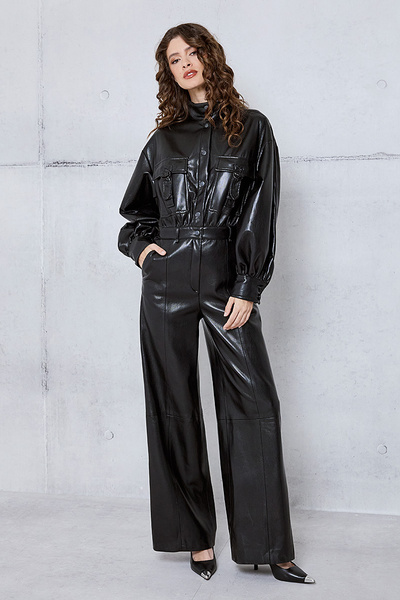 FAUX LEATHER JUMPSUIT