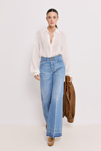 FLARED DENIM TROUSERS