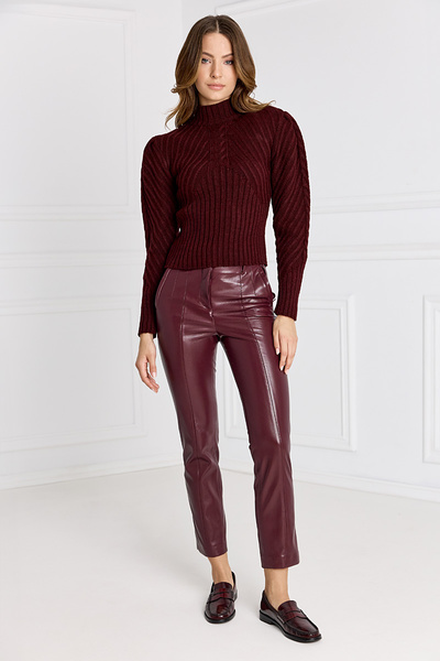 Burgundy leather trousers from Zara | Vinted