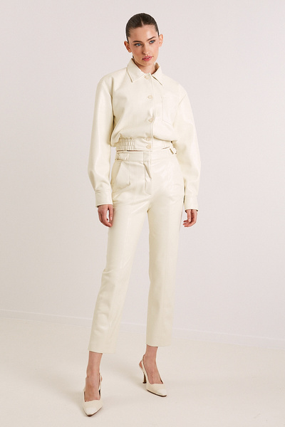 White Faux Leather High Waist Full Length 